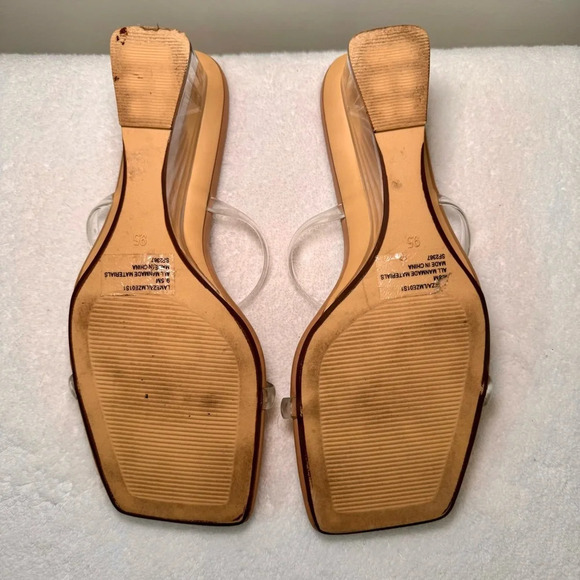 Steve Madden Lameza wedge sandal women's size 9.5. Clear heel and skinny straps - Picture 5 of 7